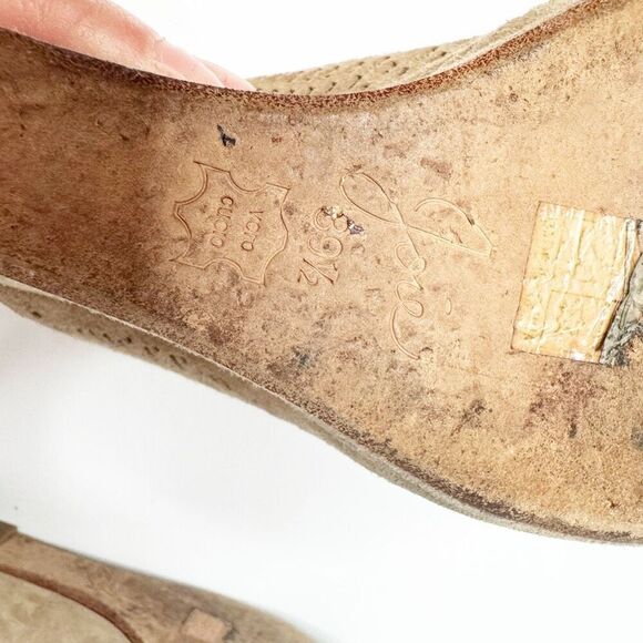 Joie Kellie Slide Sandal Wedge Heel in Putty Perforated Suede Women’s SIZE 39.5 - Picture 8 of 8